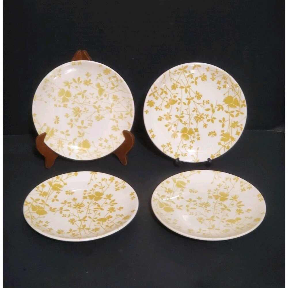 Sheffield Ironstone Golden Meadow Plates Small 6.5" Vtg 4 Pc Set Yellow Floral